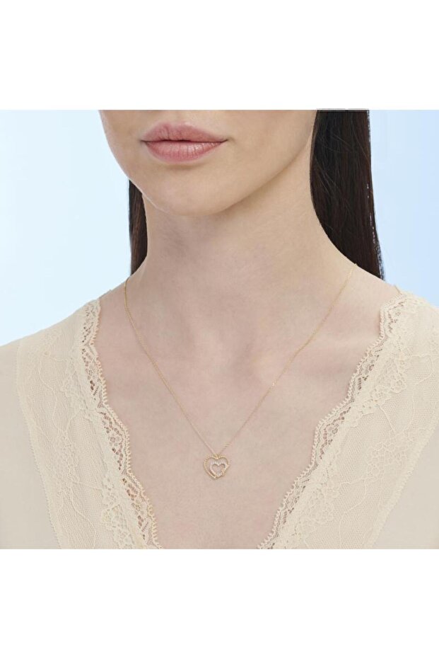 Altın Çift Kalp Kolye - 2