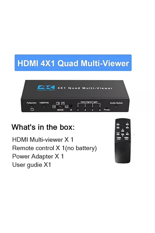 with US Plug black 4K HDMI Quad Screen Multiviewer 4x1 1080P 4 in 1 out HDMI Multi Viewer Seamless S