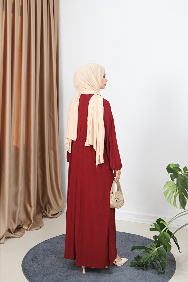 KOLYELİ PİLİSELİ SANDY ELBİSE - 6