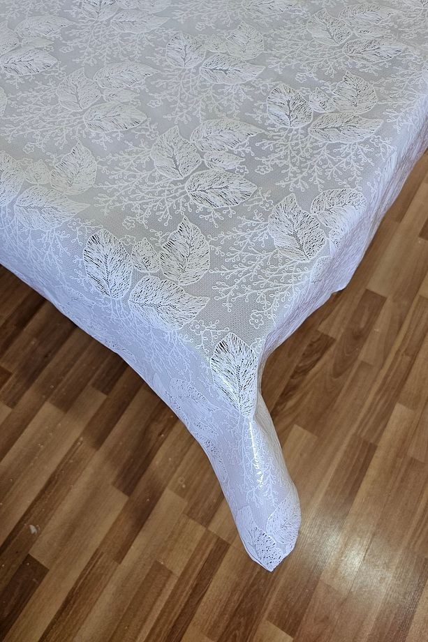 Hasır Lüx Pvc Kaplamalı Silinebilir Yaprak Desen Masa Örtüsü Su Geçirmez Lüks Muşamba Sofra Bezi - 7
