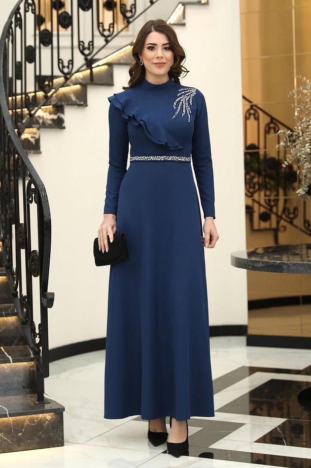 Elif Taşlı Abiye  Petrol ELB40 - 1