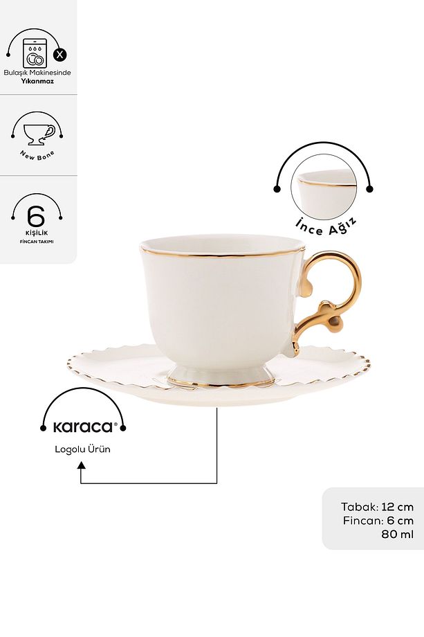 Elegant 6 Kişilik Kahve Fincan Takımı 80 ml - 2