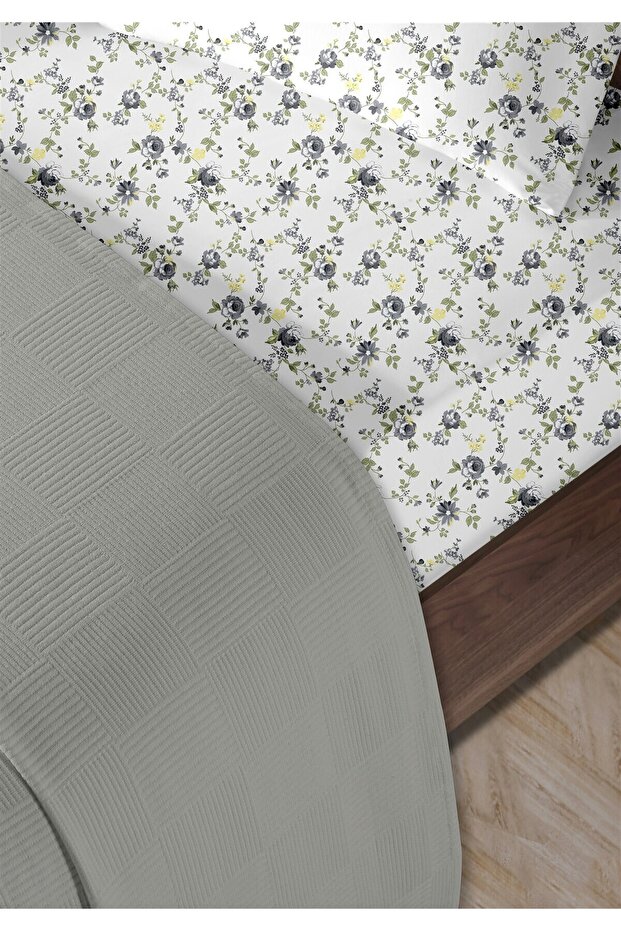 100% Cotton Lidia Dark Gray Double Pique Set 200 X 230 cm