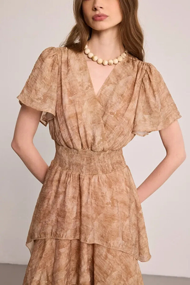 Μακρύ φόρεμα Wrap Cut Layer by Layer - Mink - 3