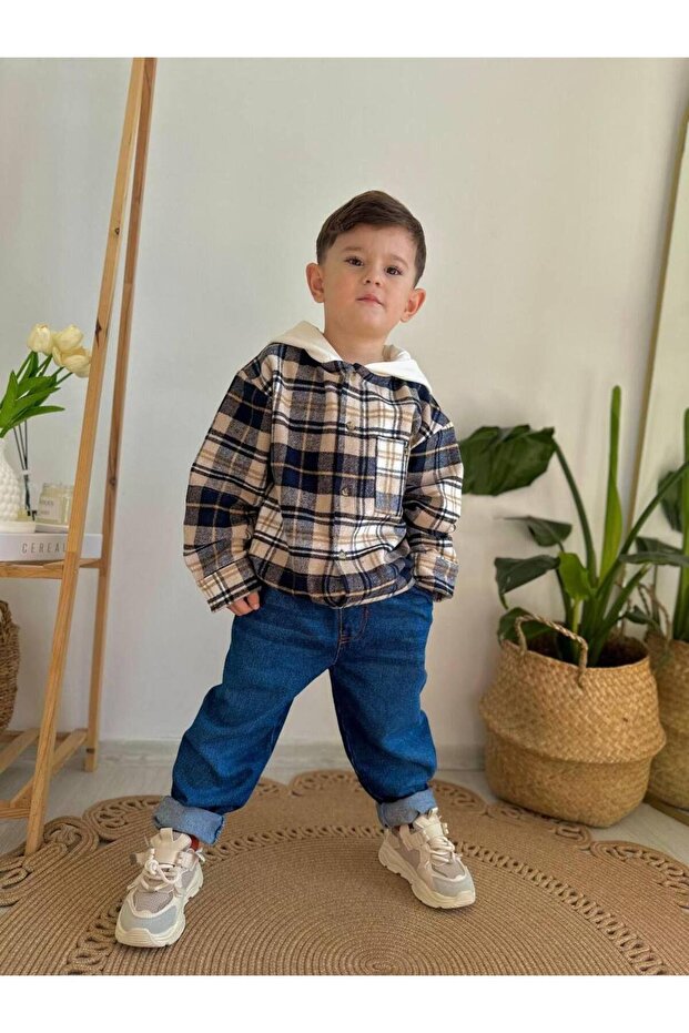 Checkered Shirt Suit with Cap Multicolor