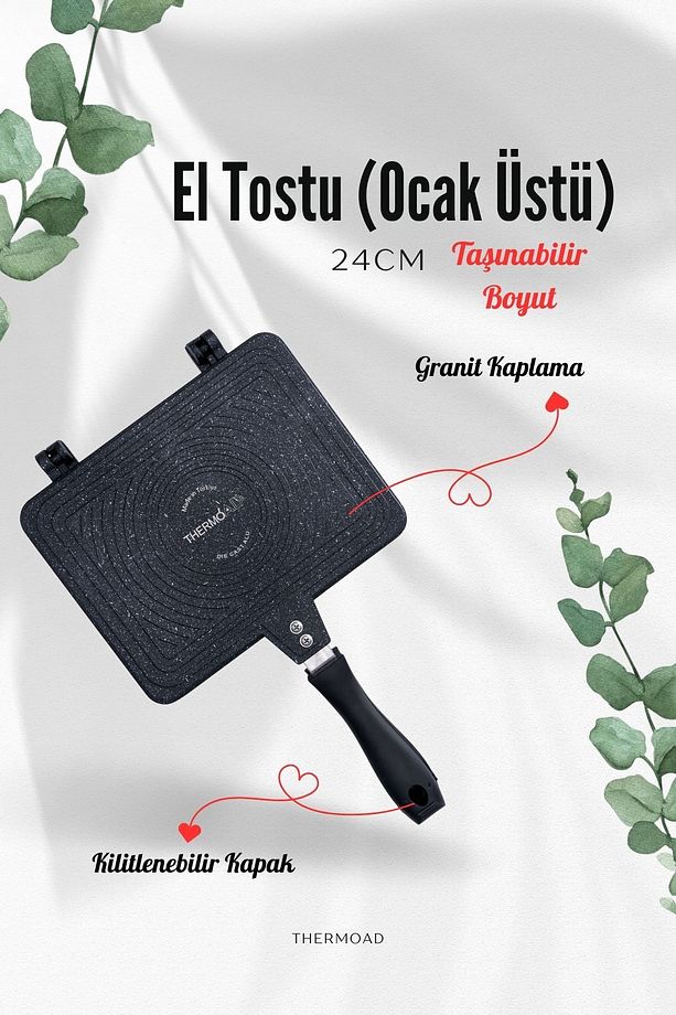 | Practical Toast | Döküm Ocak Üstü Tost-ızgara | 2 Parça Gri | 24cm - 3