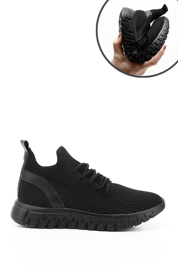 Kadın / Kız Siyah Triko Bağcıklı Memory Foam Tabanlıklı Comfort Sneaker - 1