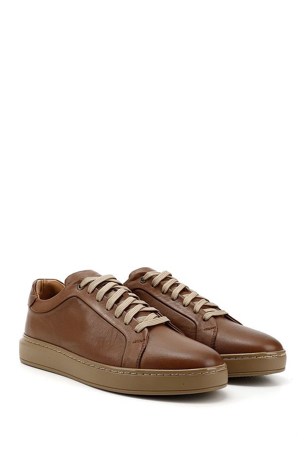 Erkek Kum Bağcıklı Kauçuk Taban Hakiki Deri Sneaker - 4