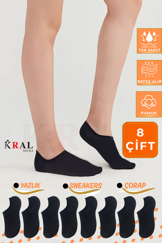 8 Pairs Unisex Cotton Anti-Sweat Summer Invisible Sneaker Socks