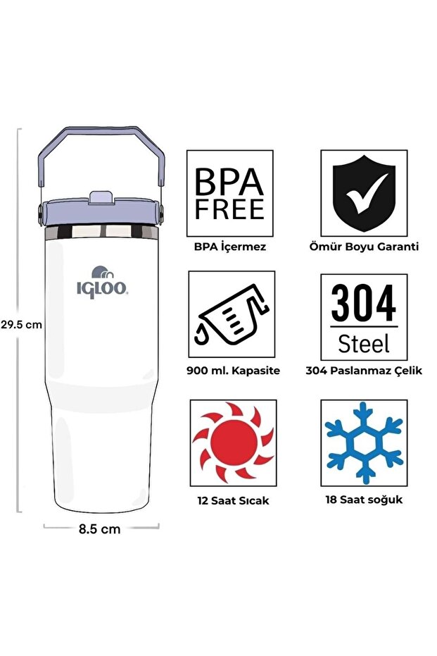 Powder Termos 900ml Matara BEYAZ - 2
