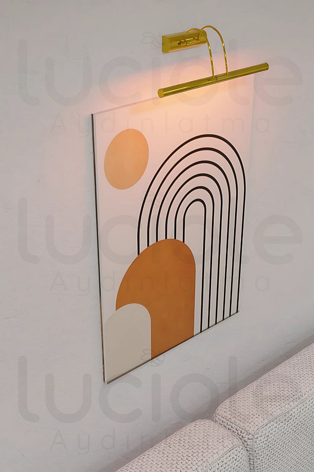 Pilli Parlak Gold Kasa Amber Led Flüt Tablo Aplik Banyo Ayna Üstü Aydınlatma - 4