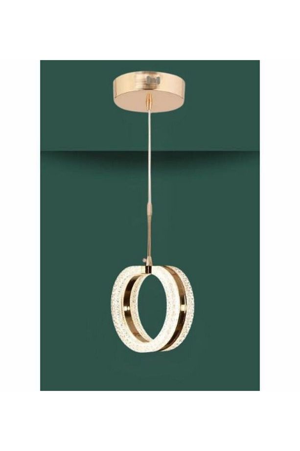3 Renk Gold Kasa Yüzük Tek Taşlı Led Avize Tekli Modern Ledli Avize - 2