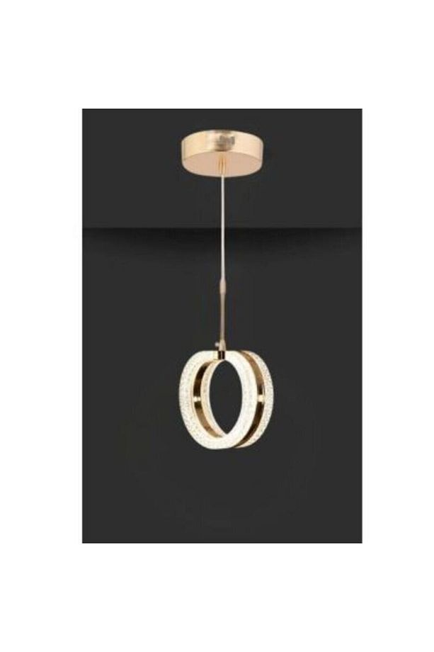3 Renk Gold Kasa Yüzük Tek Taşlı Led Avize Tekli Modern Ledli Avize - 3
