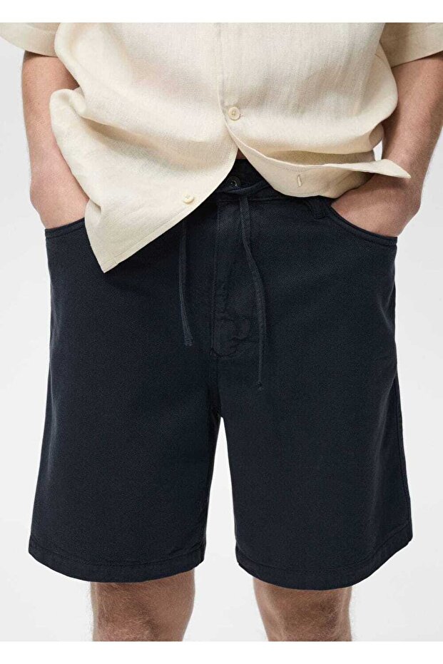 Kordonlu kot şort - 7