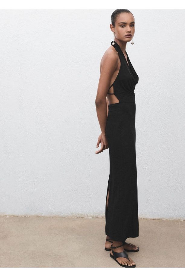 Sırtı açık drape elbise - 5