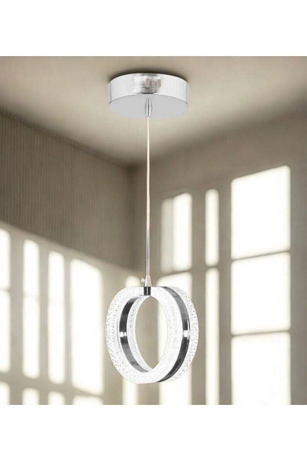 3 Renk Krom Kasa Yüzük Tek Taşlı Led Avize Tekli Modern Ledli Avize - 3