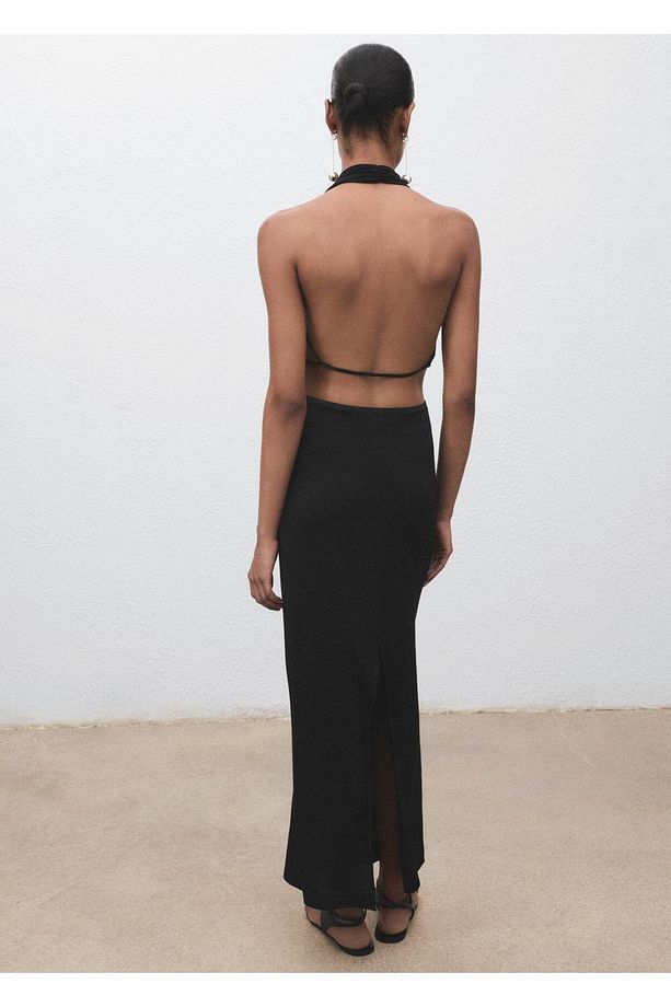 Sırtı açık drape elbise - 4