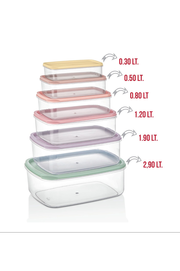 Set of 6 Rectangular Food Storage Containers Suitable for Microwave and Deep Freezer Storage Containers - 5