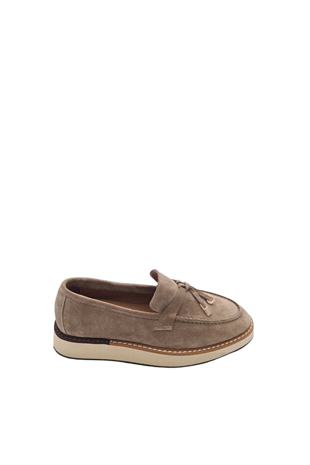Comfortable and Stylish Genuine Leather Suede Women's Loafer – Saraç Embroidered Eva Sole