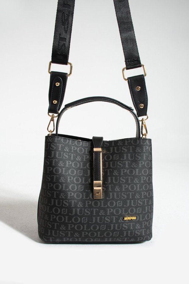 Black Color Medium Size Quilted Patterned Wide Strap Daily Stylish Women's Shoulder Bag 23X18 cm