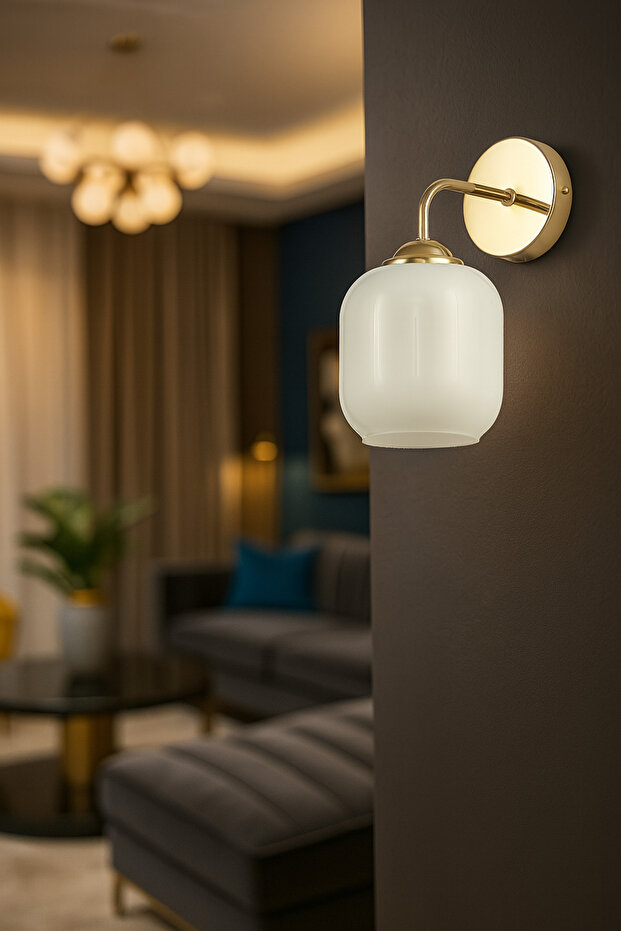 Siena Sconce White Glass Living Room Modern (Gold Plated)