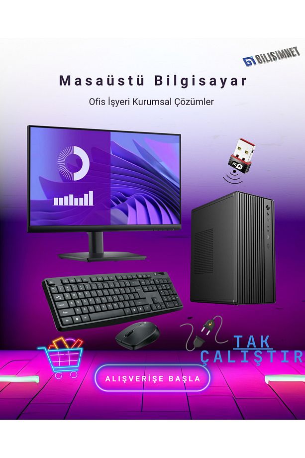 Bn2015282 Intel I7 12700 16gb Ddr4 500gb M2 Nvme 27'' Led Ekran Set Wifi Ofis Bilgisayarı - 1