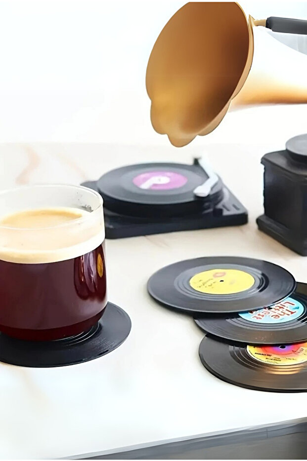 Old Ljik Cd Record Patterned Coaster 9X9 - 3