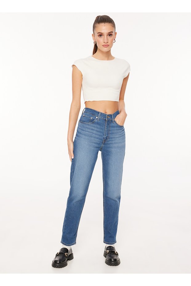 Levis High Waist Slim Leg Mom Fit Blue Women's Denim Trousers A7091-0000