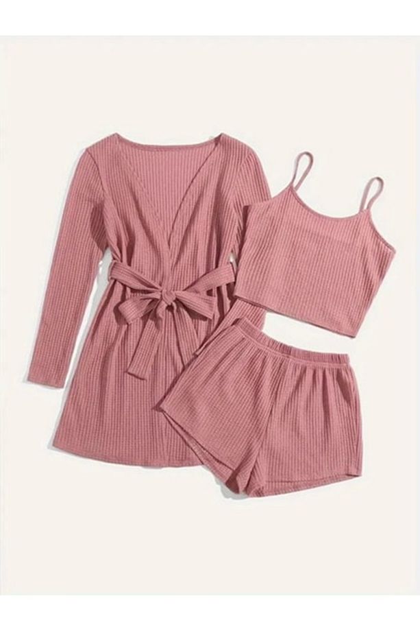 Bella Notte Pijama Takımı Askılı Sort Sabah'lık 3'lü Set - 2