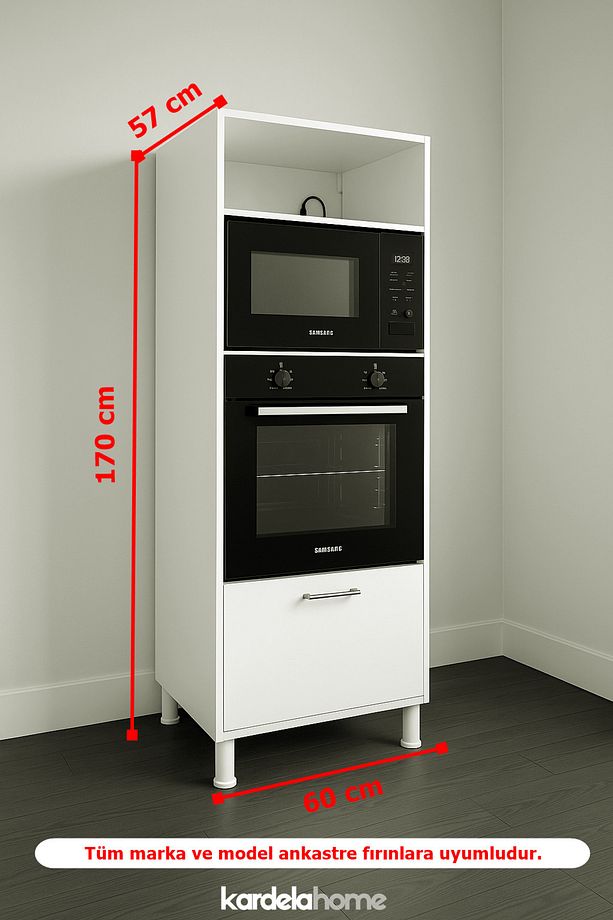 Kardela %100 Mdf Mikrodalga Dolabı Ankastre Fırın Mutfak Dolabı - 3