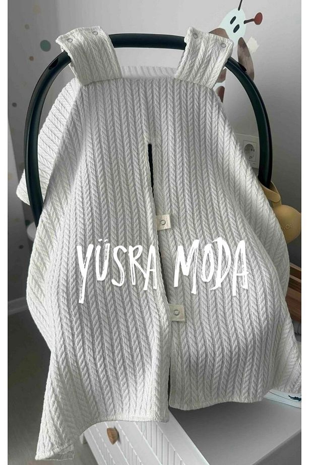 Yüsra Moda Krem Örgü Pike Model Puset Örtüsü - 1