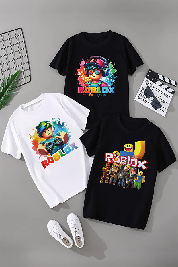 تيشيرت ROBLOX مطبوع مكون من 3 قطع للأولاد
