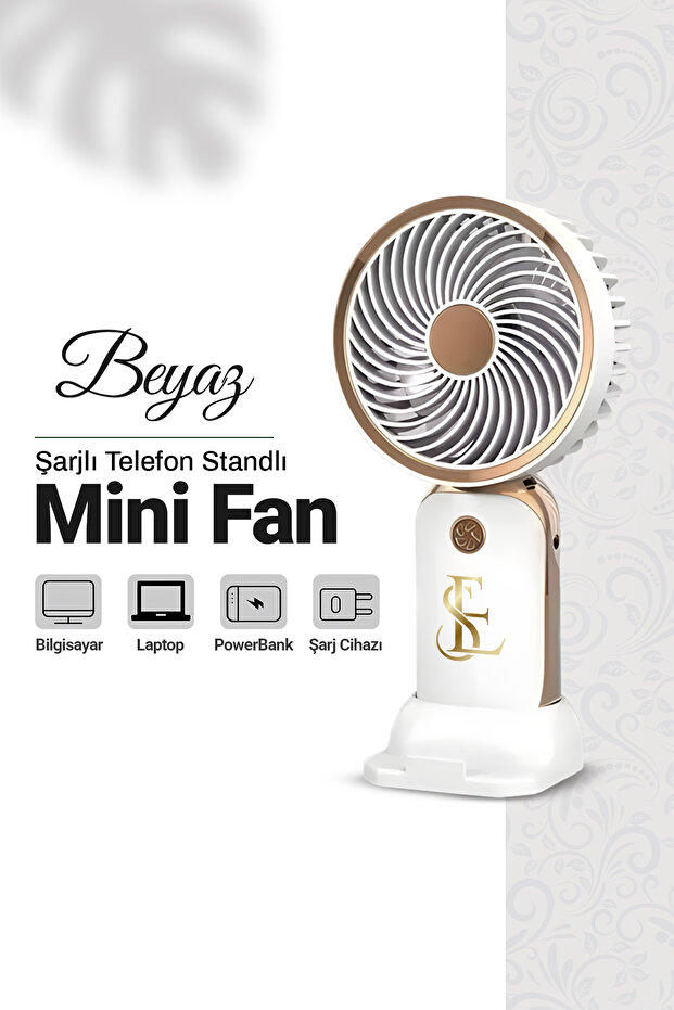 EN SİGA Şarjlı Telefon Standlı Mini Fan Masa Ve El Fanı Vantilatör