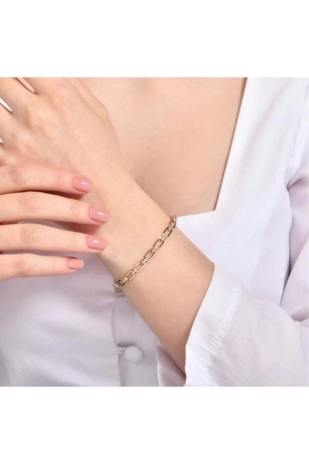 Taşlı Altın Kelepçe Bilezik - 14k - 5.09gr - 3