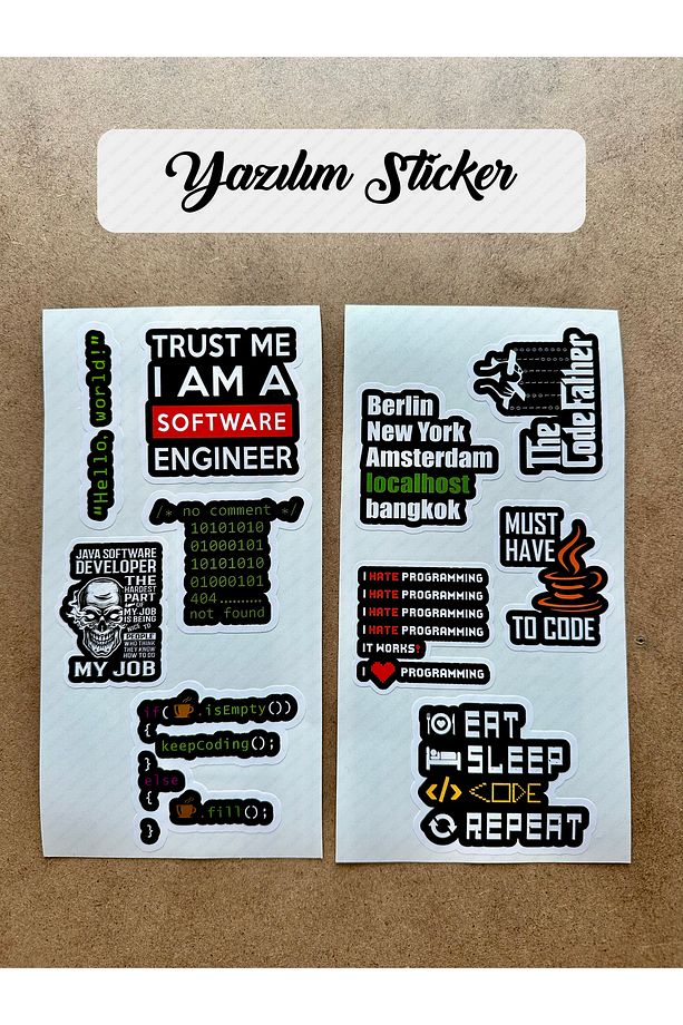 Yazılım & Yazılımcı Software Developer Laptop Notebook Tablet Etiket Sticker Set P41 - 1