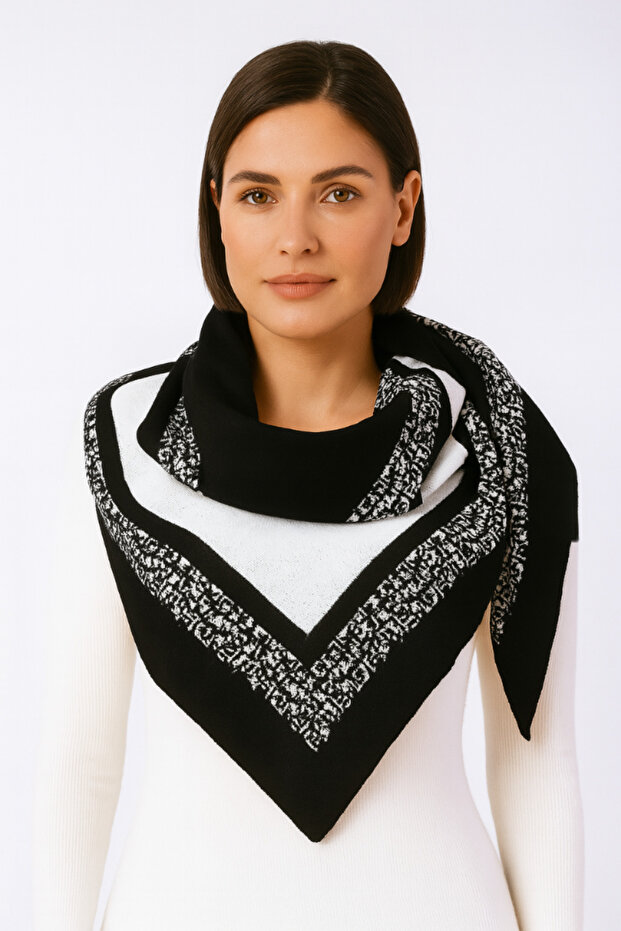Kırçıllı Üçgen Triko Şal - 2
