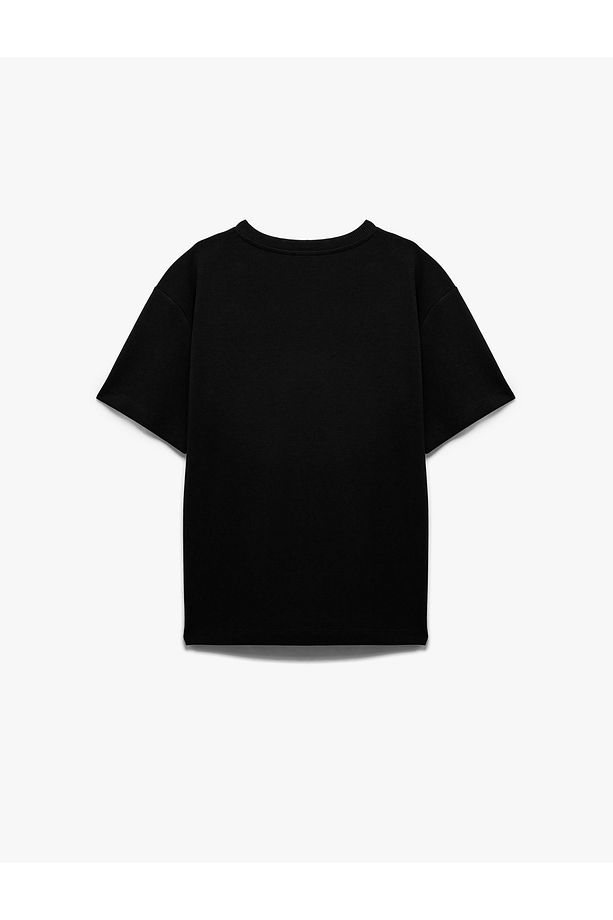 Pamuklu Kısa Kollu Pike Kumaş Bisiklet Yaka Basic Oversize Tişört - 2