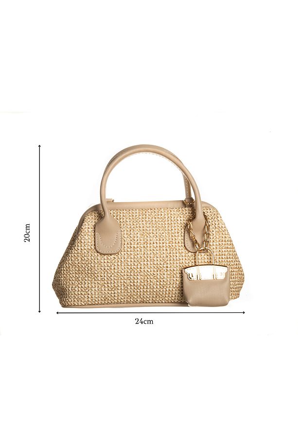 Natura Collection Hasır Detaylı El Çantası - Bej - 4