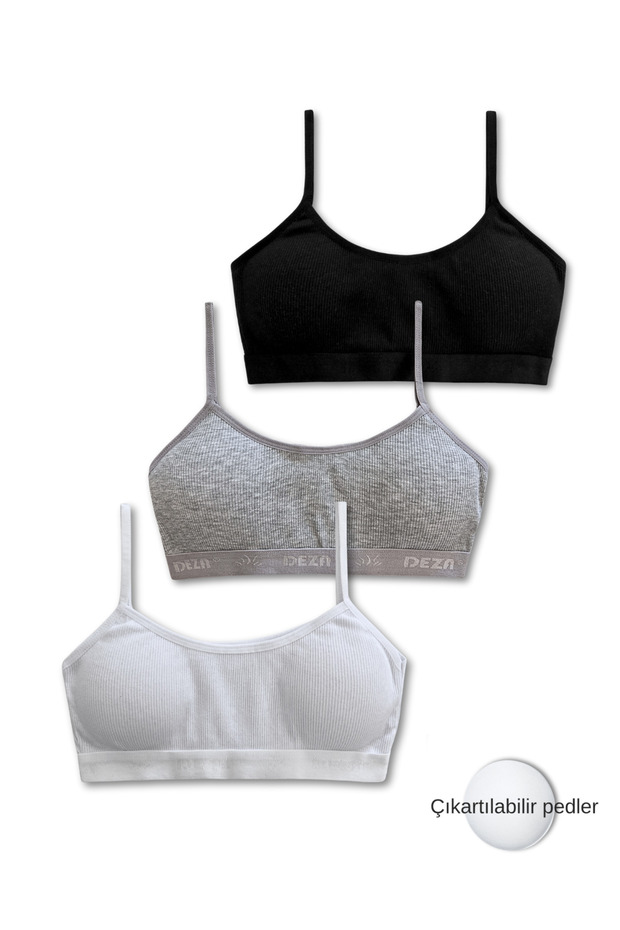95% Cotton Girls' Thin Strap Training Bra Set of 3 | Half Athlete