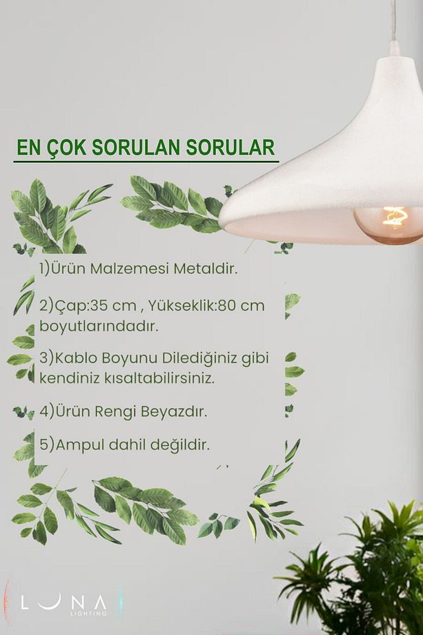 Apollo Beyaz Renk Rustik Tekli Avize Sarkıt Salon Mutfak Oturma Odası Avize - 2