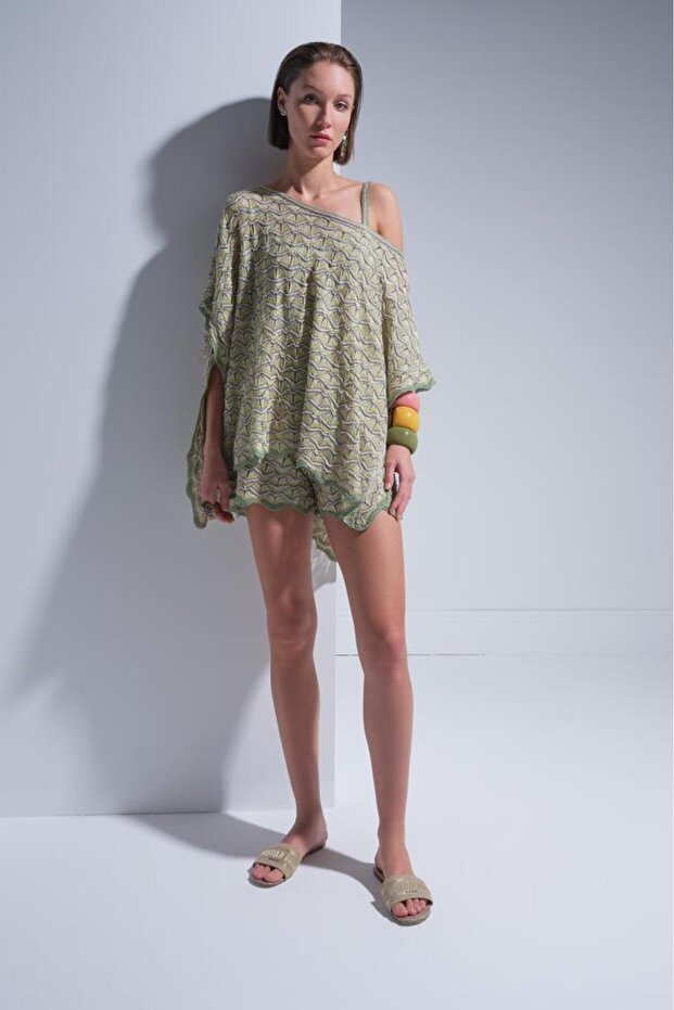 Ajurlu Yeşil Panço - 4