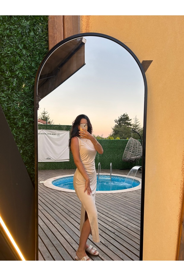 Model Pike Kumaş Elbise Krem - 7