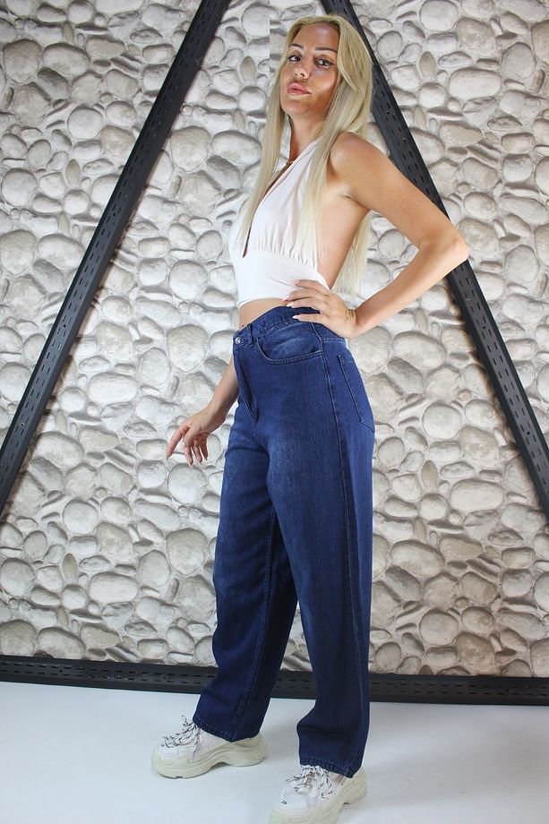 YIKAMALI BEL AYARLANABİLEN TOKA DETAYLI BAGGY JEAN PANTOLON - 5