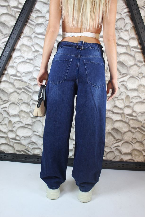 YIKAMALI BEL AYARLANABİLEN TOKA DETAYLI BAGGY JEAN PANTOLON - 3
