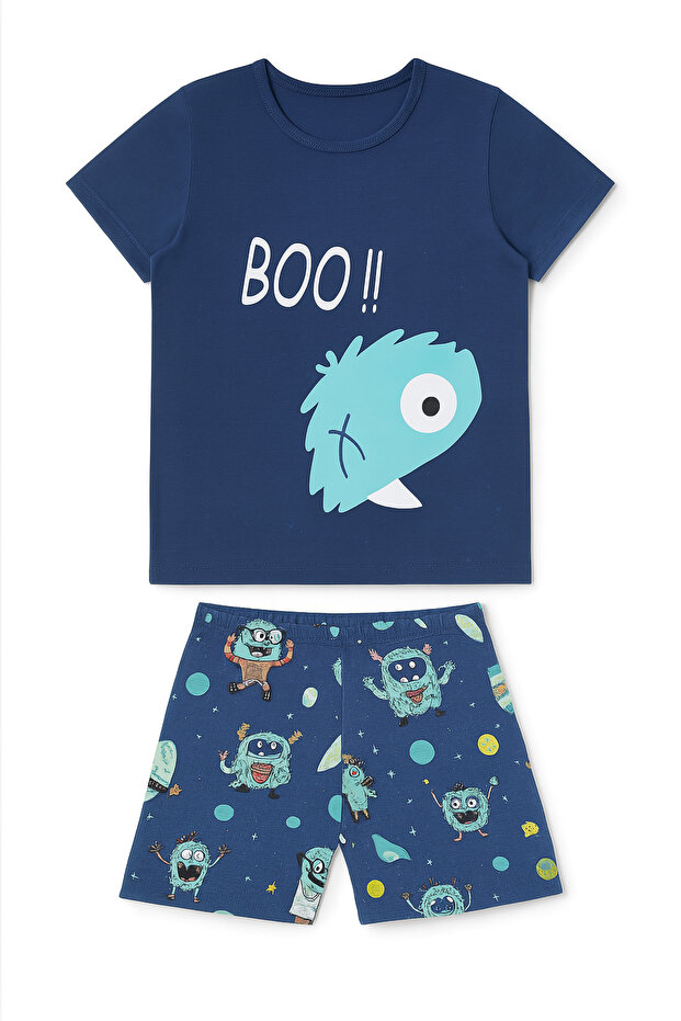 Boys' Printed Short Sleeve Summer Pajamas Set Cotton Home Wear Set