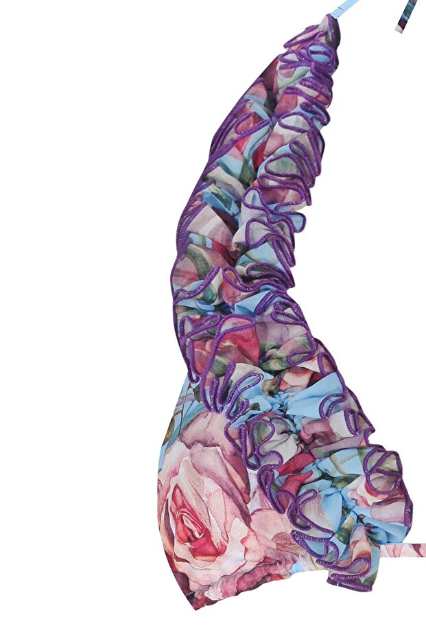 Triangle Blu Ruffle Bikini Set - 3