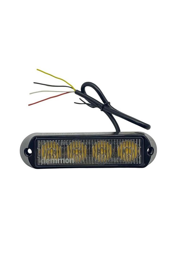 12v-24v Çakar Flaş Led Lamba 18 Fonksiyonlu (4X1W) (ŞEFFAF) (SARI/SARI) (132*34*30 MM) - 2