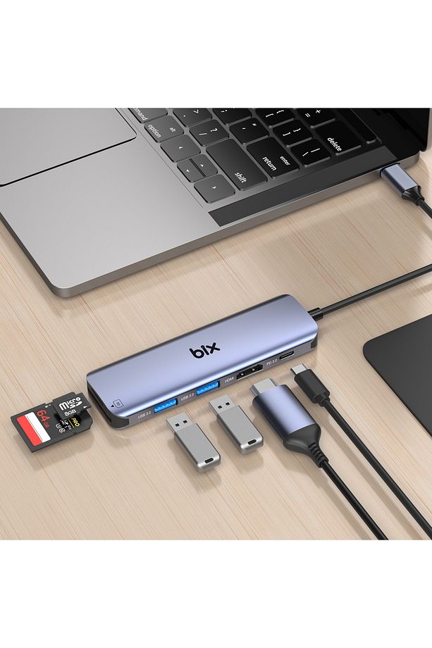 Bx09hb Type-c To 2*usb 3.0 4k Hdmı Pd 100w Sd Ve Micro Sd Kart Okuyucu Çoklayıcı Hub - 4