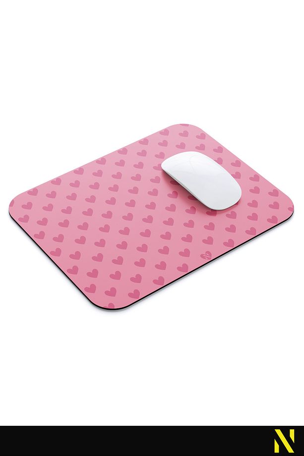 Pembe Renkli Kalpli Desenli Ergonomik Mouse Pad, Kaymaz Yüzey ile Ev ve Ofis Kullanımı için İdeal - 3