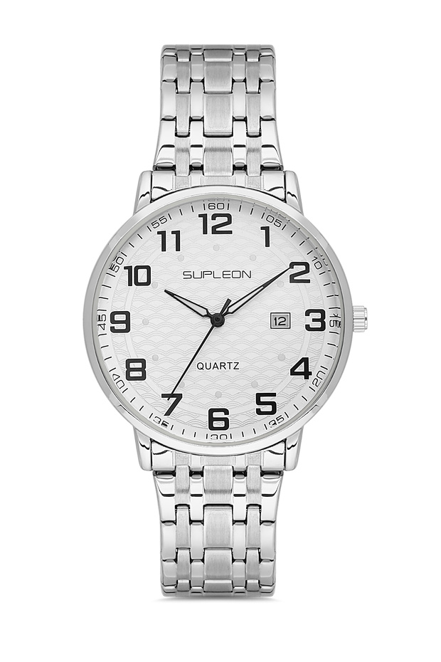 Special Series Steel Cord Silver Color 24 Months Warranty Waterproof Men's Wrist Watch with Calendar